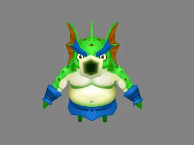 Cartoon seahorse monster Low-poly 3D model