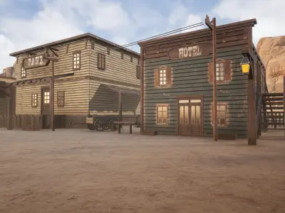Wild West Racing Town Low-poly 3D model