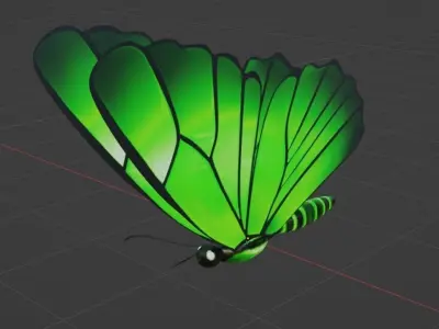 Pack of butterflies in six different colors Low-poly 3D model