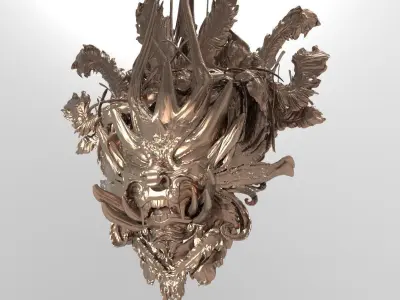 King Dragon Asian Shield Design  3D model