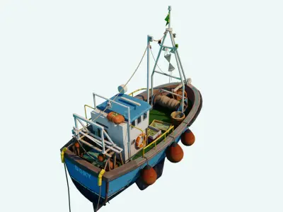 Fishing Boat Stylized Low-poly 3D model
