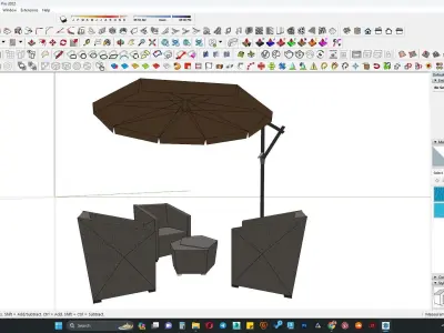 outdoor sitting with umbrella 3D model