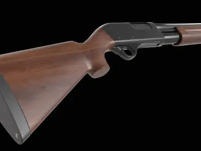 Shotgun wooden Low-poly 3D model