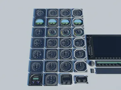 Airplane instruments pack Low-poly 3D model