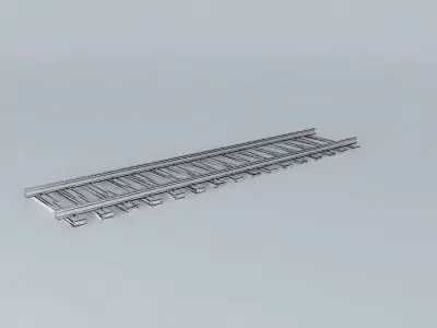 Eco Rail Track Straight Old Wooden Split Sleepers Free 3D model