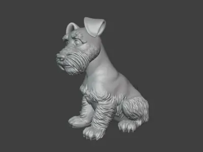 3D Printable Schnauzer Dog Standard Grooming  Sitting Pose 3D model