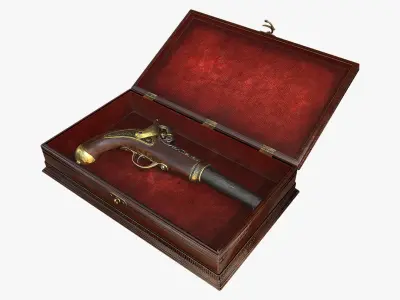 Antique Pistol Low-poly 3D model