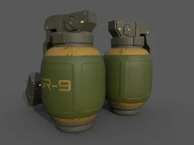 Sci-Fi Grenades-Mines Low-poly 3D model
