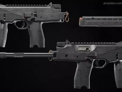 Brugger and Thomet MP9 Low-poly 3D model