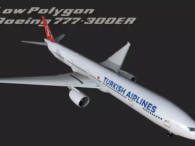 Boeing 777 Turkish Low-poly 3D model