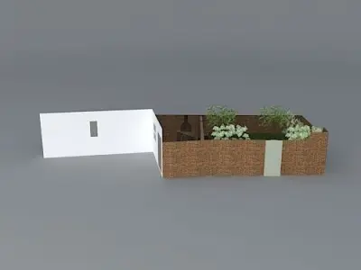 Courtyard garden with pool and lush planting  Free 3D model