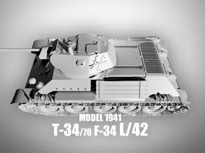 T-34-76 - Medium Tank - Model 1941 - Clean Model Low-poly 3D model