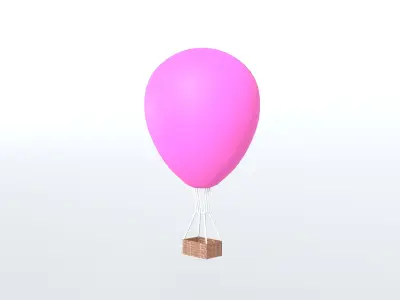 Hot Air Balloon v1 013 Low-poly 3D model