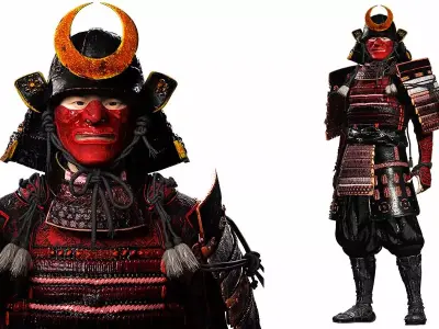 Realistic Samurai male Free low-poly 3D model