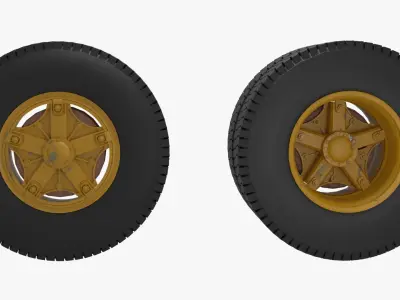 Old truck wheels 3D model