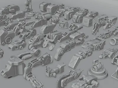 60 Sci Fi kitbash parts-1 3D model