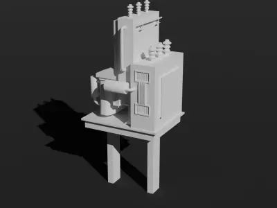 Soviet type electrical power distribution transformer Low-poly 3D model