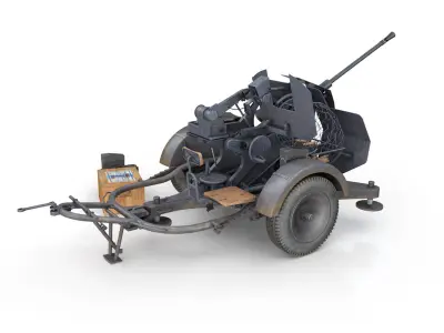 2cm Flak 38 with SD AH 51 - Trailer - DHG  3D model