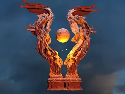 Dantes Inferno Great Dance sculpture Low-poly 3D model