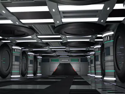 Sci Fi Corridor Interior 3D model 5