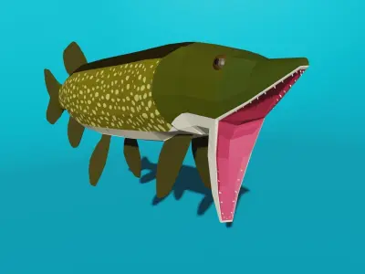 Pike Predator Low-poly 3D model
