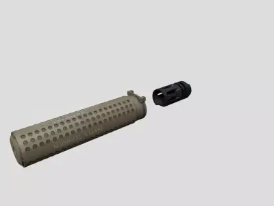 KAC M4QD QDSS NT4 Suppressor and Flash Hider Low-poly 3D model