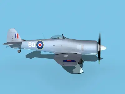 Hawker Sea Fury MKII V07 RN 3D model