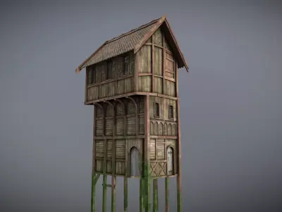 Medieval lake village - House 9 Low-poly 3D model