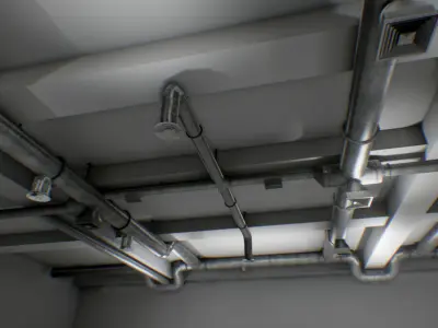 interior air ducts modular system 38 elements lowpoly Low-poly 3D model