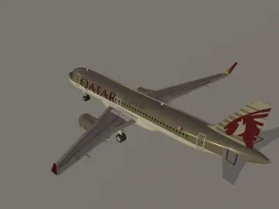 Qatar Airways Airbus a320-232 low poly 3D Model  Low-poly 3D model