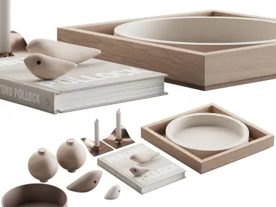 077 Living decor set NEUTRAL BIRDS 00 3D model