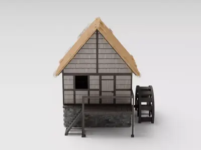 Medieval Mill Low-poly 3D model