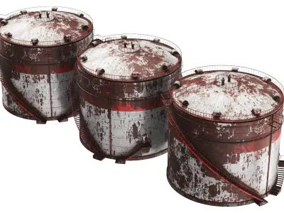 Detailed Apocalyptic Oil Storage 3D model