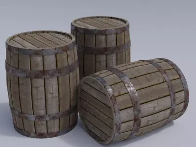 Barrel Low Poly PBR wooden Low-poly 3D model