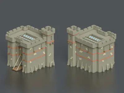 Free Low Poly Medieval Castle Scene Free low-poly 3D model