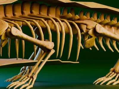 Realistic Ancient Reptilians Fossil - Sarcosuchus Low-poly 3D model