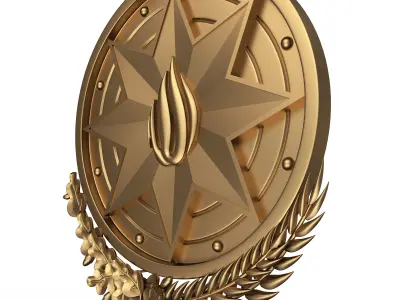 Coat of arms of Azerbaijan Gold Low-poly 3D model
