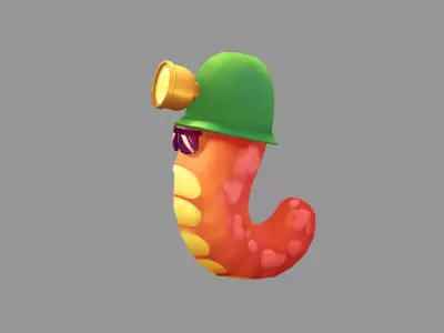 Cartoon caterpillar miner Low-poly 3D model