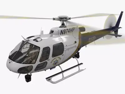  AS-350 California Highway Patrol Animated Low-poly 3D model