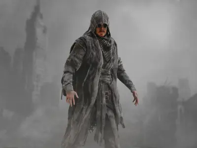 Post Apocalyptic Man Low-poly 3D model