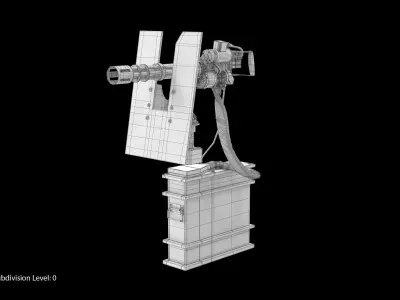 Minigun M134 Dirt Low-poly 3D model