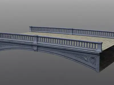 Canal bridge Low-poly 3D model