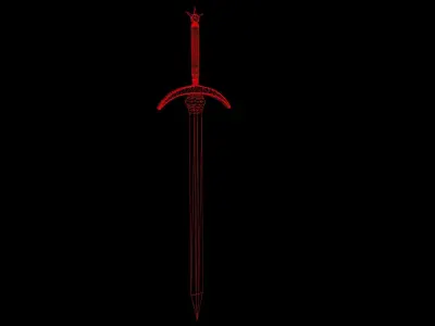 Fantasy Old Sword Low-poly 3D model