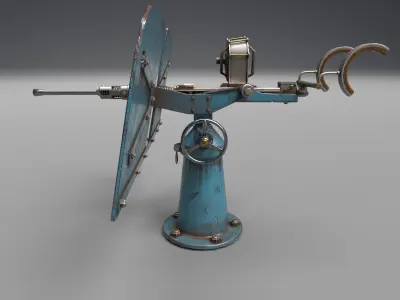 Submarine anti-aircraft gun USS Pampanito-SS-383 Low-poly 3D model