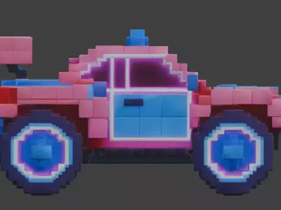 Voxel Cyberpunk RC Racer 3D Model Low-poly 3D model