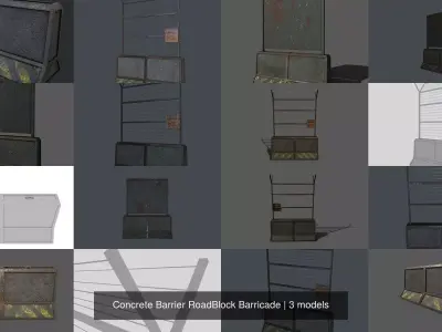 Concrete Barrier RoadBlock Barricade 3D Model Collection