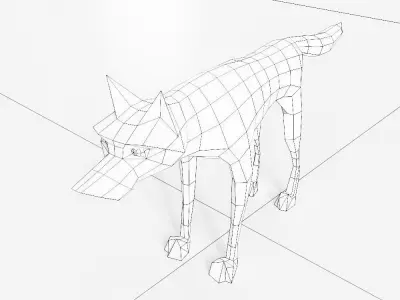 Wolf 3d model polygonal Low-poly 3D model