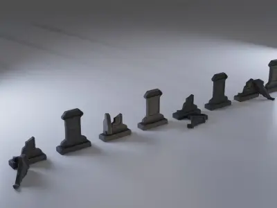Hand Sculpted cemetery gravestones part 11 Low-poly 3D model