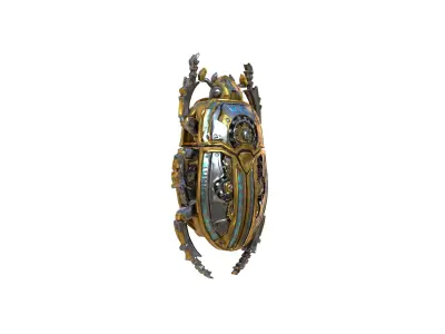 Runic Mechanical Scarab Low-poly 3D model