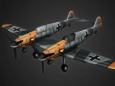 Messerschmitt Bf 109 zwilling Low-poly 3D model